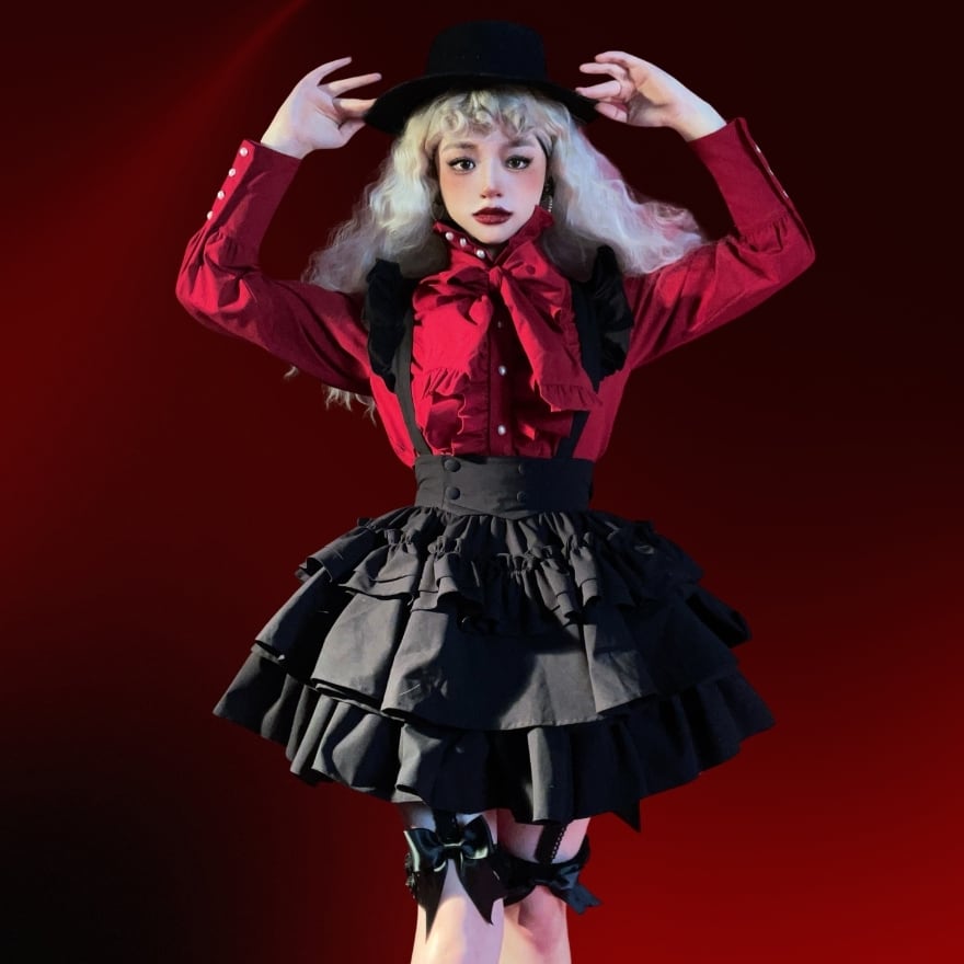 ゴスロリ通販 With U 地雷系 スカート ミニ レイヤード ダークファッション ゴシックコーデ 地雷系 病み可愛い