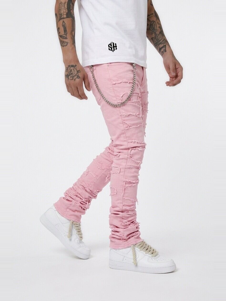 Pink Fury Stacked Denim | swaghouse