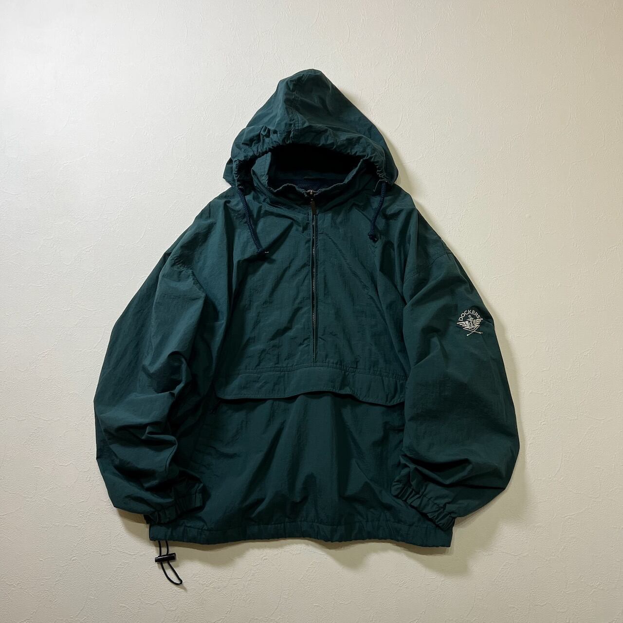 90s ナイロン ボンバー アノラックジャケット スノボ ドローコード Tech 90s DOCKERS ドローコード アノラックジャケット ドッカーズ グリーン