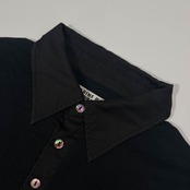 Katharine Hamnett キャサリン ハムネット 天竺 長袖 ポロシャツ M/ブラック メンズ