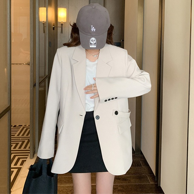 ウエストベルト付き韓国風ジャケット　m0015