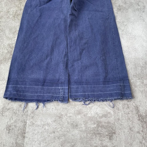 40-50s フレンチワーク Metis リネン インディゴ ブルー パンツ 詳細写真12