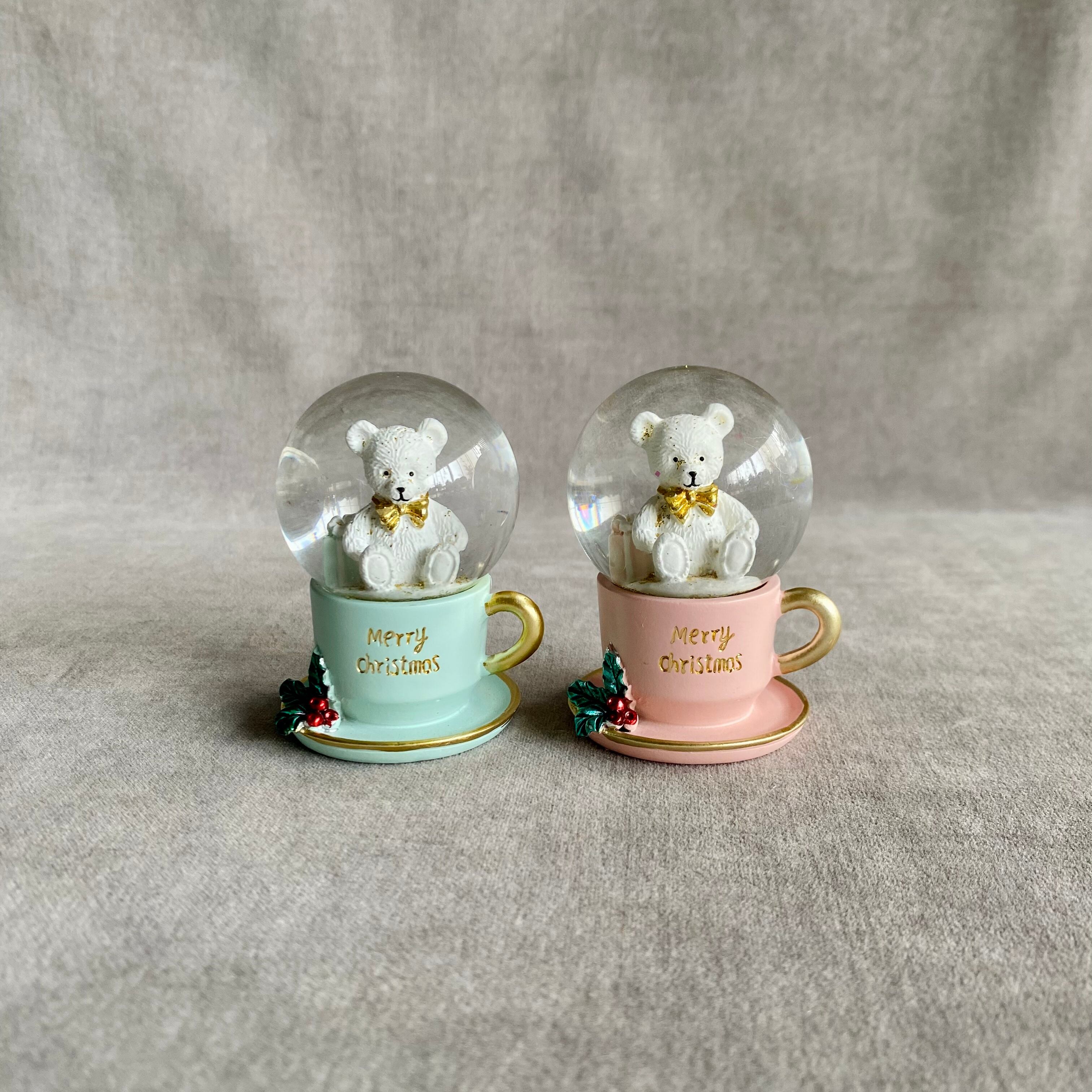 ミニ スノードーム ティーカップベアー PK/MG | ディスプレイ雑貨什器