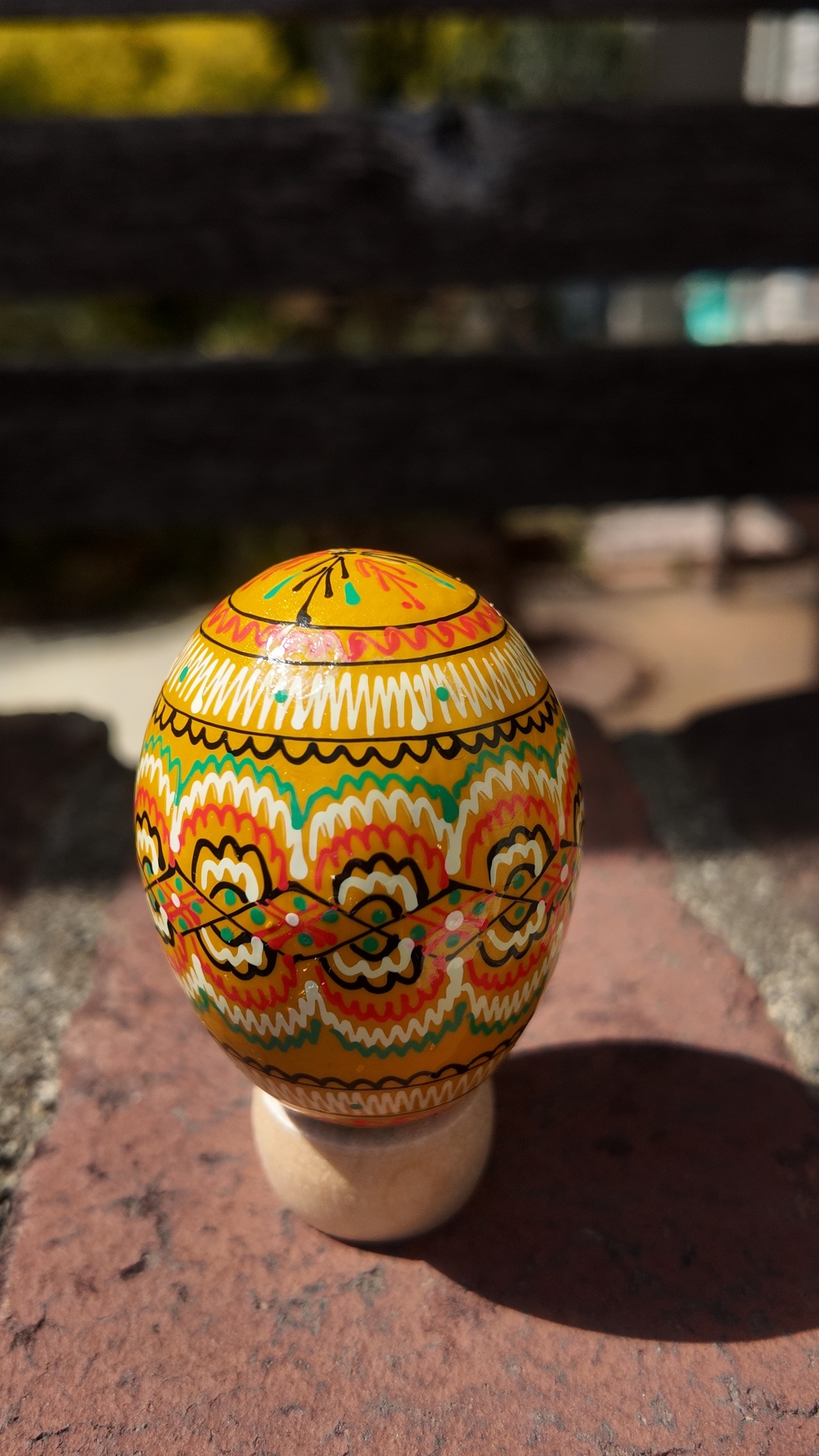 装飾用木製プィサンカ（イースターエッグ）with stand　コロミヤモデル - 2