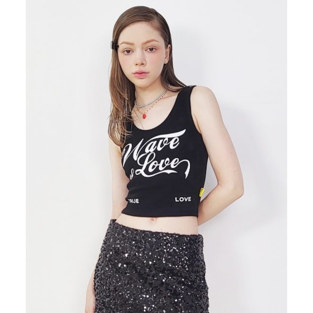 [HOLYNUMBER7] WAVE OF LOVE SLEEVELESS T-SHIRTS_BLACK 正規品 韓国ブランド 韓国ファッション 韓国代行 韓国通販 トップス