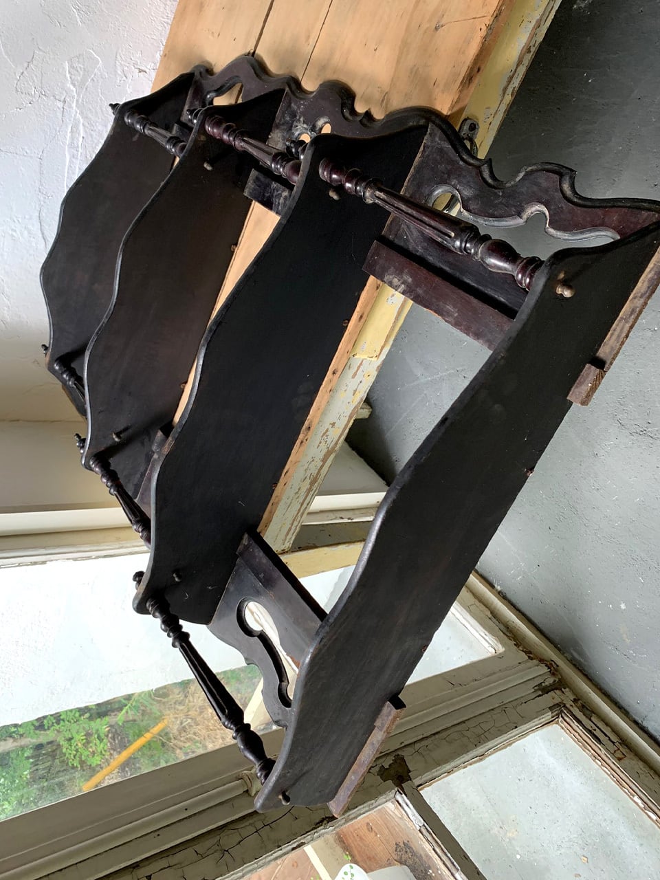 黒ペイント 4段 壁付け棚 壁掛けラック ナポレオンシェルフ | Brocante