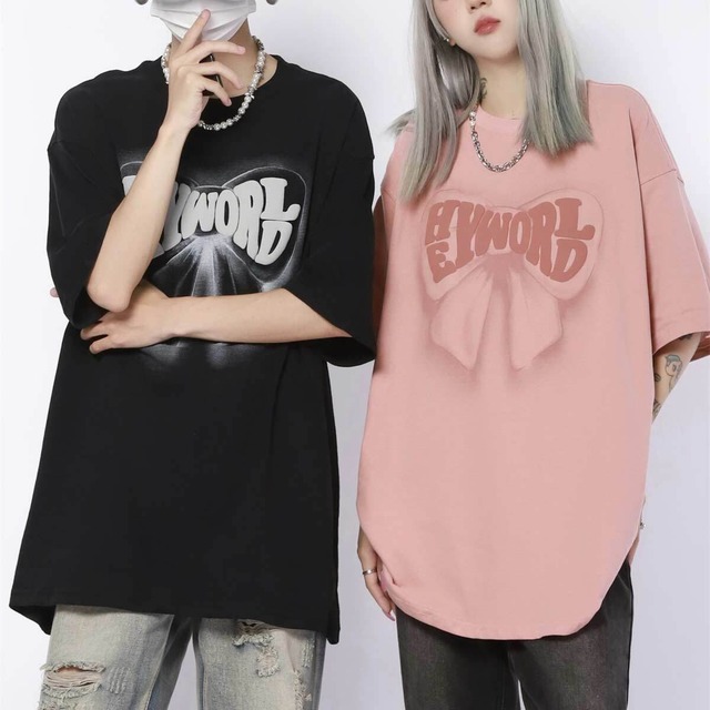 【韓国通販 dgo】UNISEX 3colors レタープリント Tシャツ ホワイト/ピンク/ブラック(M3902）