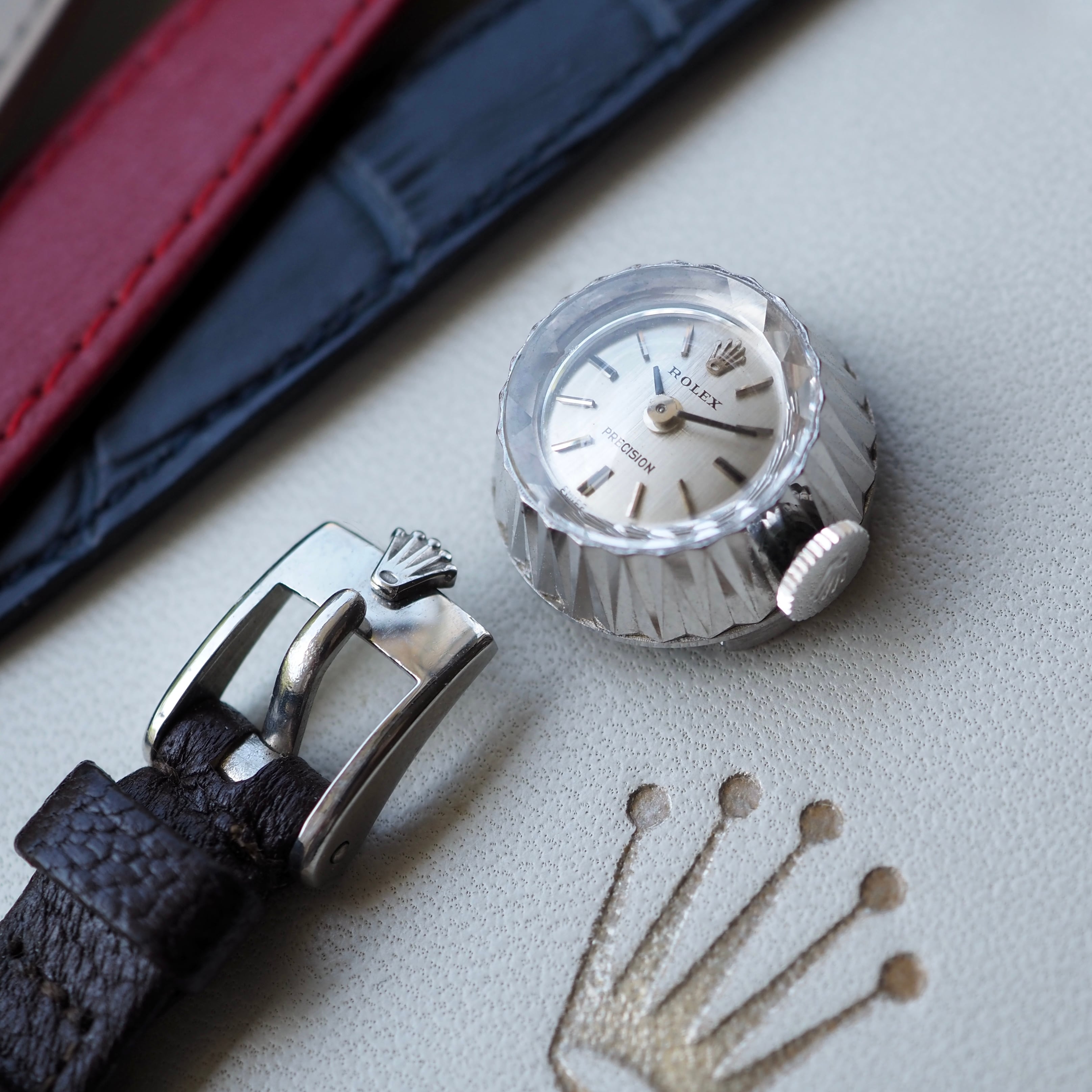 OH済 ROLEX ロレックス カメレオン K18WG ベルト4本 台形 カットガラス