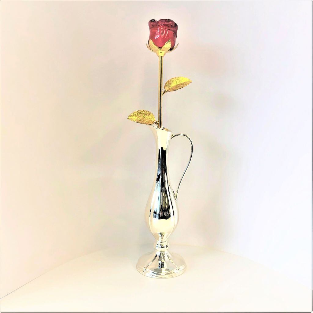 ガラスの薔薇 赤 とチッペン一輪挿し 228 グリーミングハウス