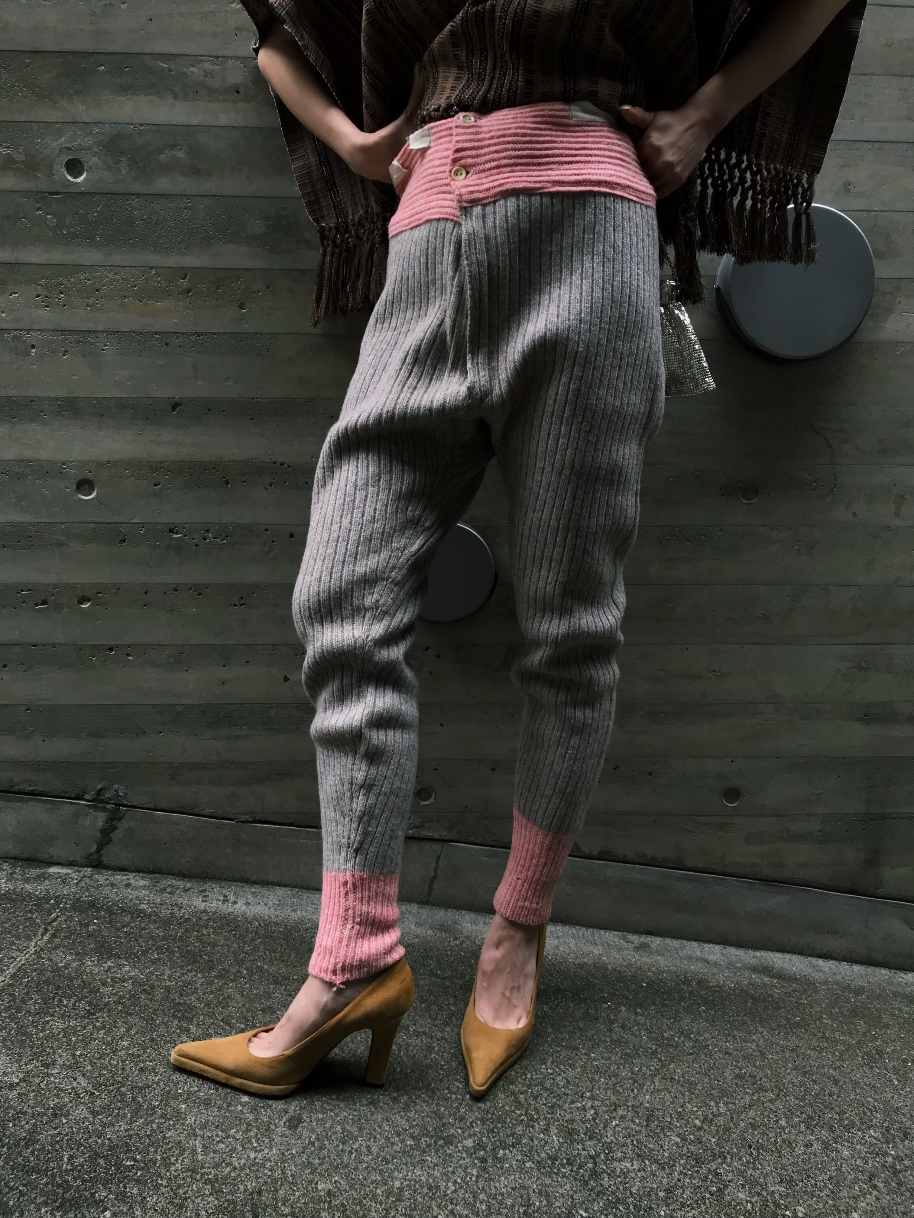 Vintage pink × gray wool knit pants ( ヴィンテージ ピンク × グレー ...