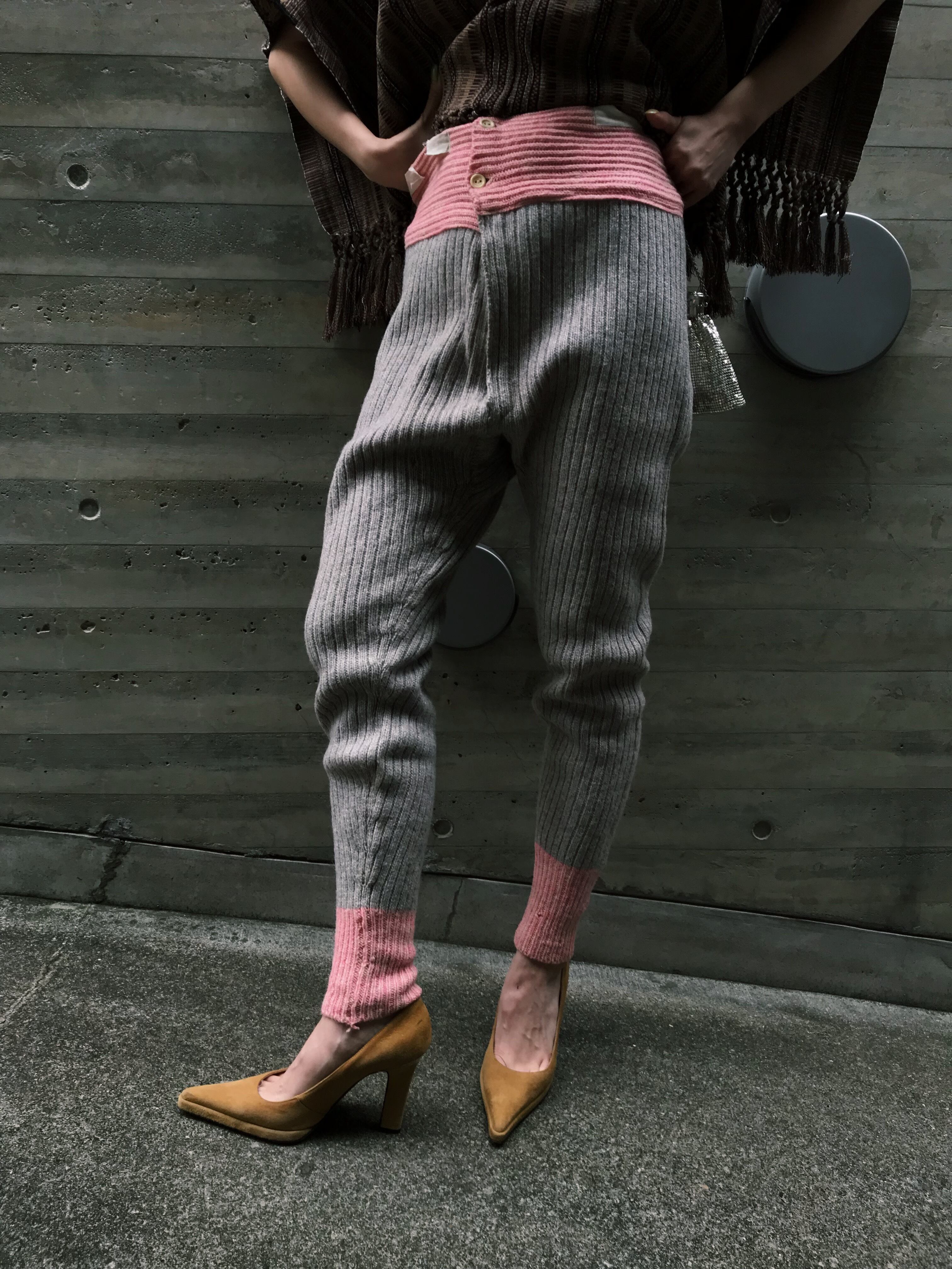 Vintage pink × gray wool knit pants ( ヴィンテージ ピンク × グレー 