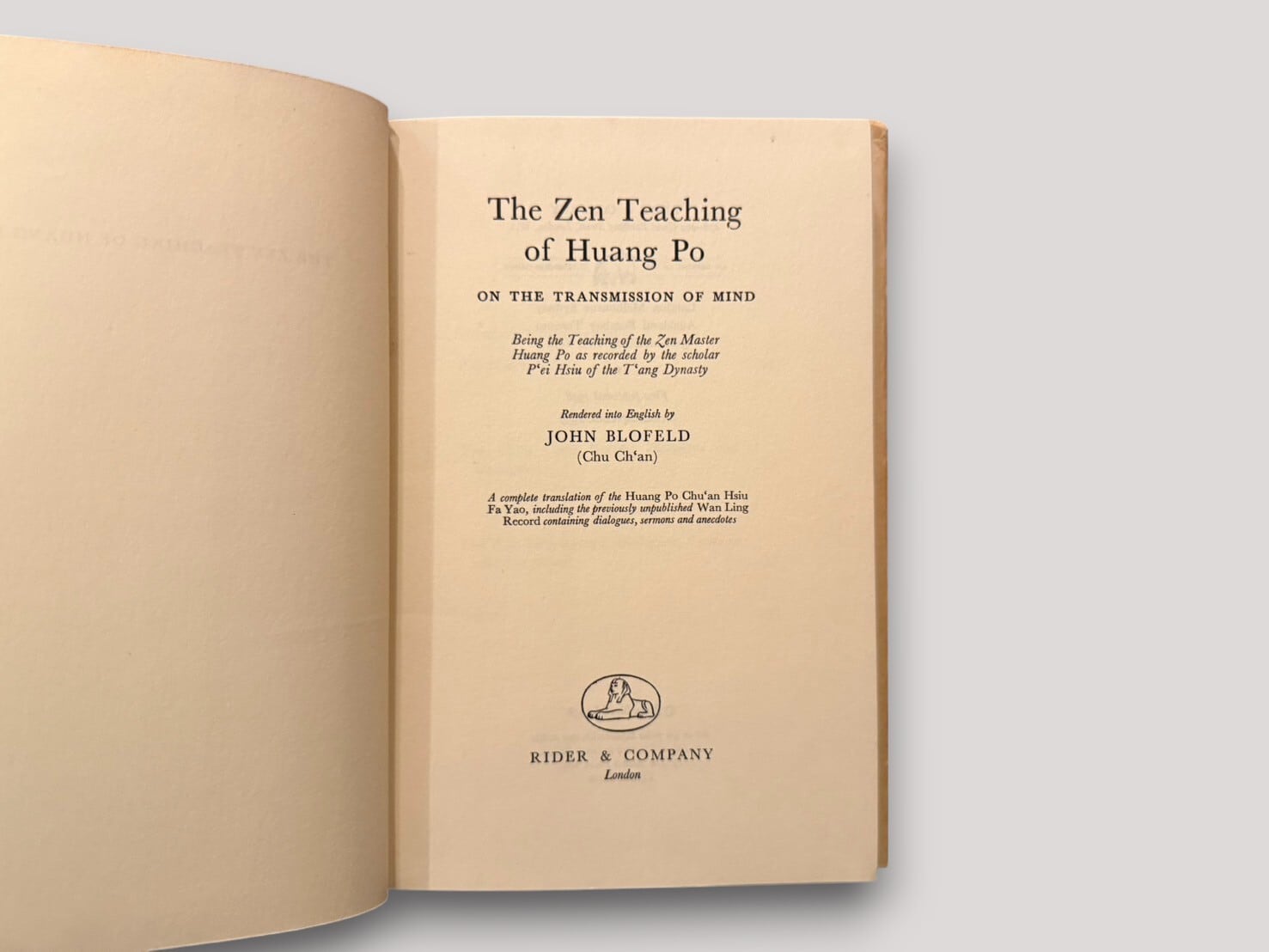 SAA196】【SECOND IMPRESSION】The Zen Teaching of Huang Po(1958