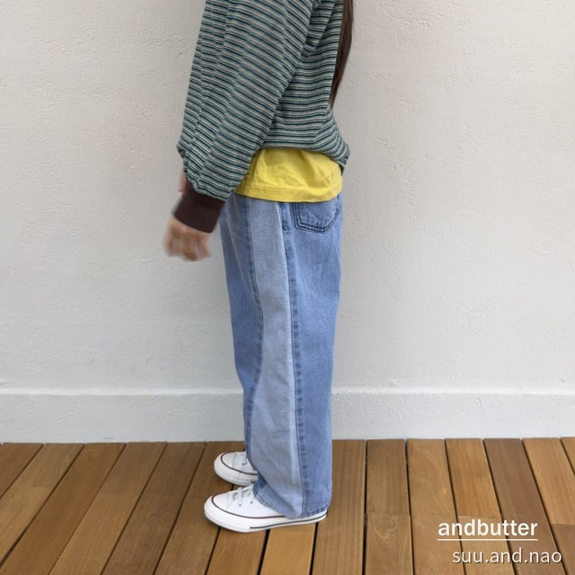 取寄:ANDBUTTER カーブド配色デニム/Jr※送料無料