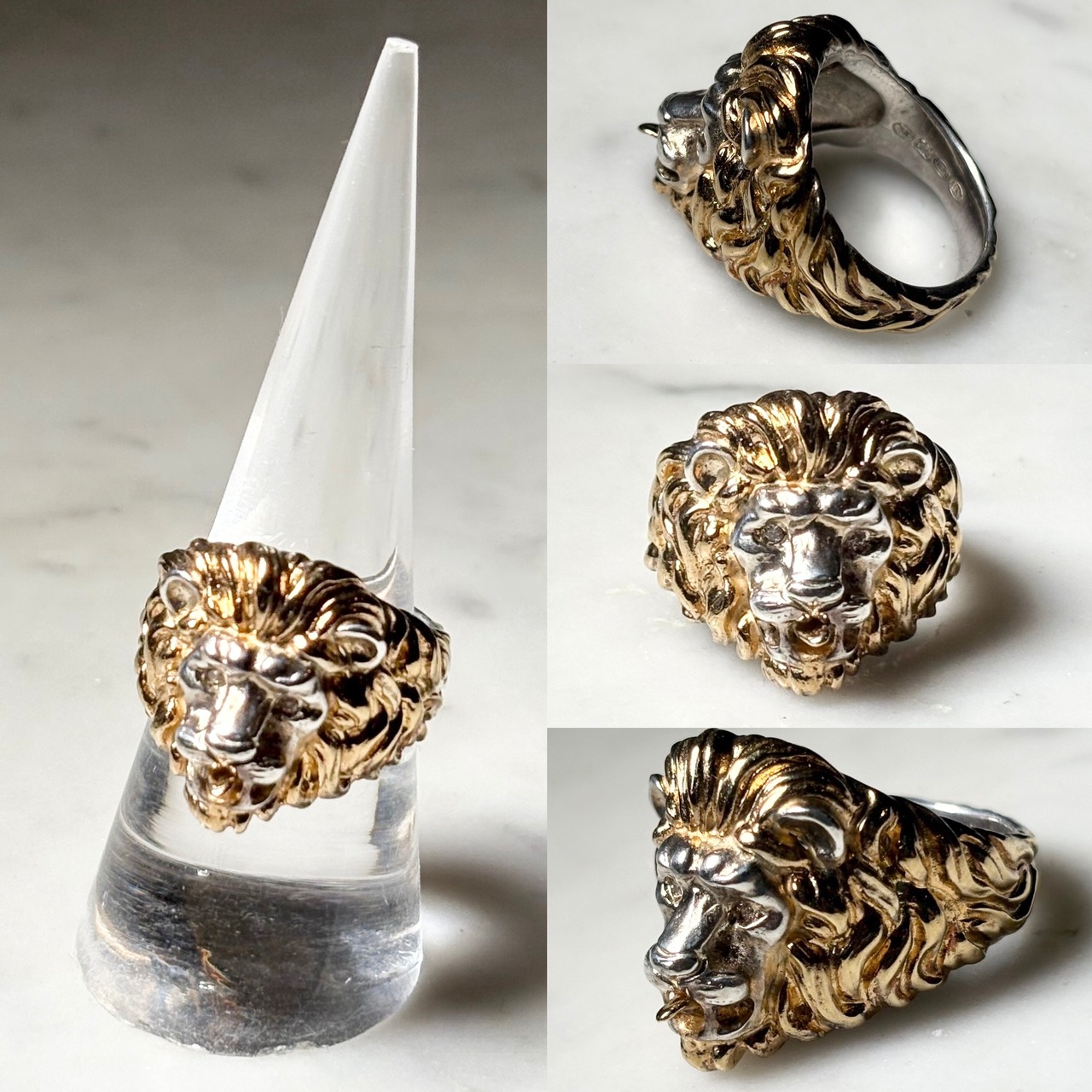 vintage UK silver Lion ring “Diamond eye”