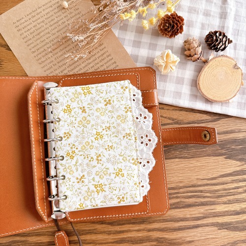 ミニ6サイズ用/小花柄のふんわりレースポケット/イエロー