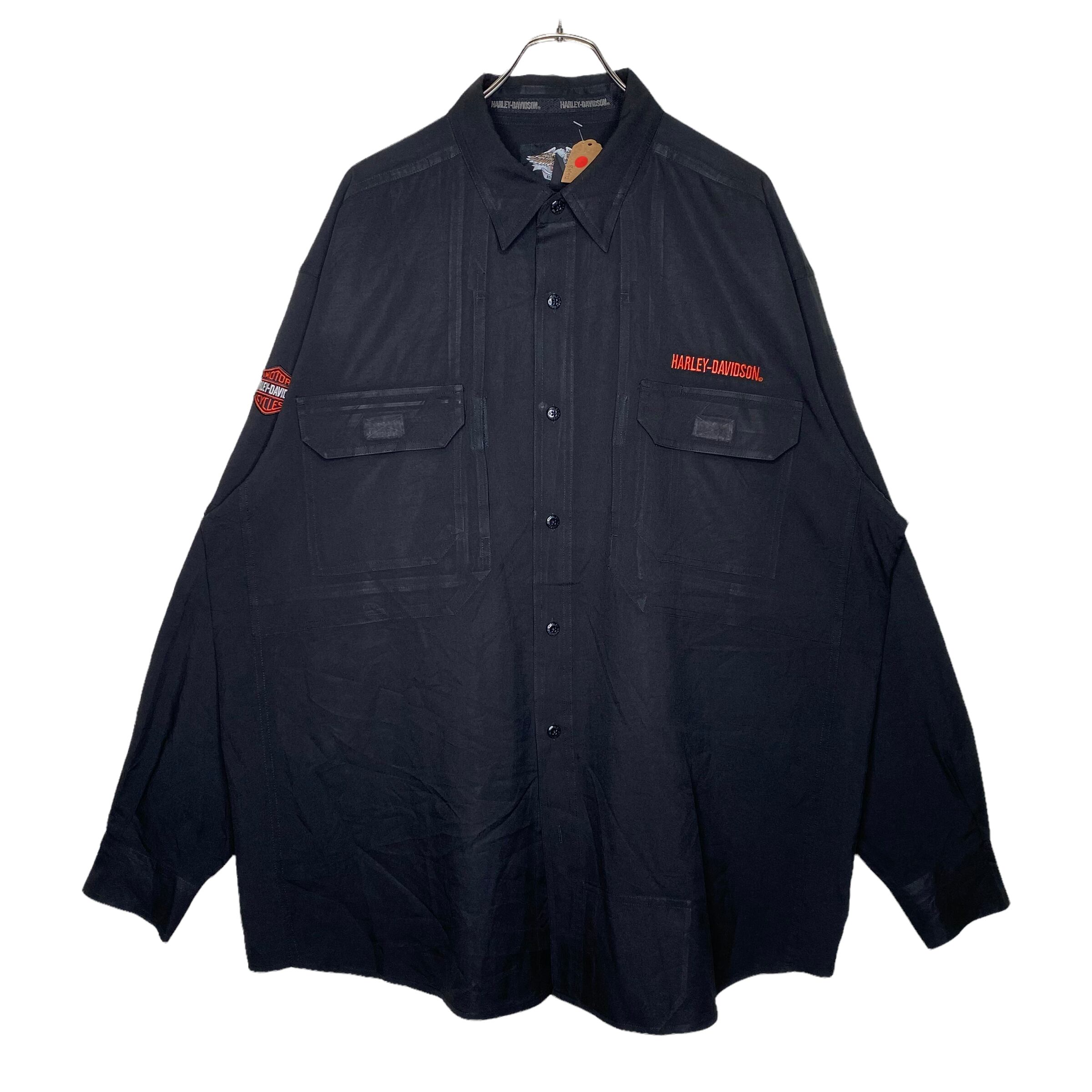 HARLEY-DAVIDSON 長袖シャツ XXL ポリエステル100% 刺繍ロゴ | 古着屋 