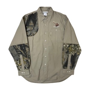 Columbia コロンビア ビックシャツ  フィッシングシャツ　ハンティングシャツ　パッチワーク風 ベージュ
