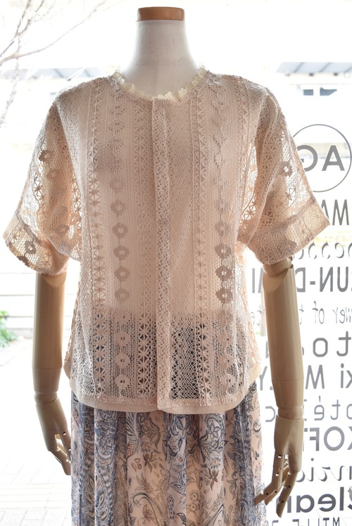 Bon vieux temps(ボンヴュータン) 25S/S 2WAYレースブラウス