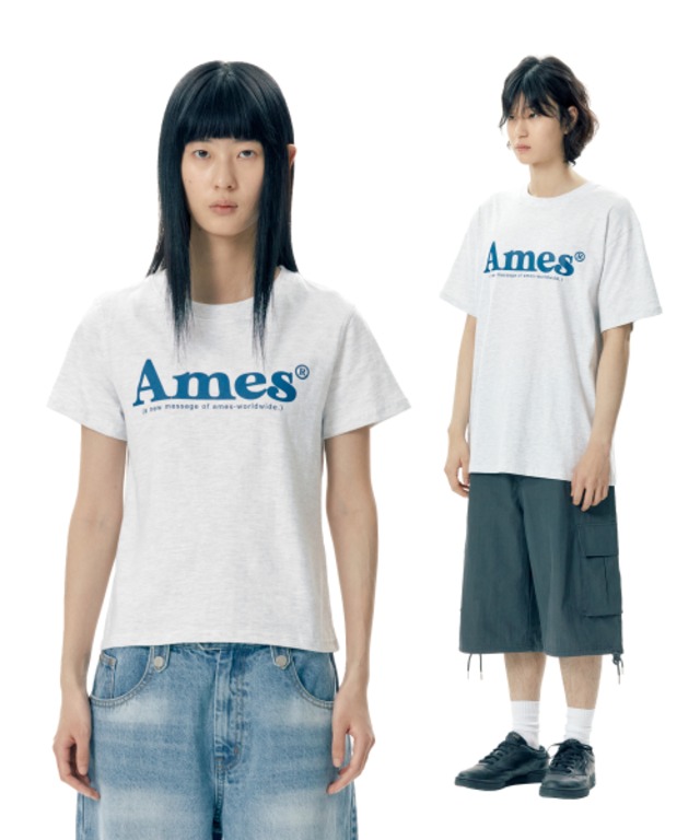 [AMES-WORLDWIDE] BASIC LOGO TEE GREY