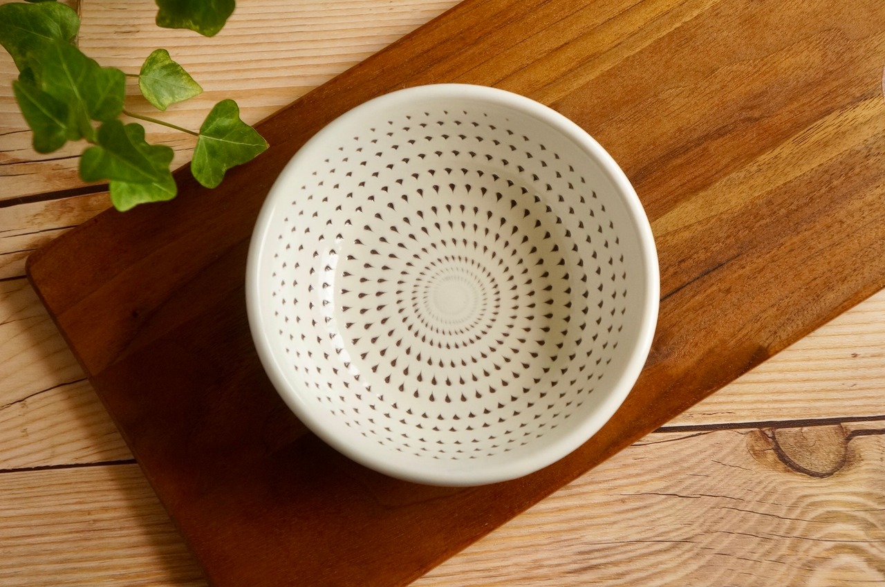 小石原焼　福嶋製陶　小鉢　茶色とびかんな　②［18-507］