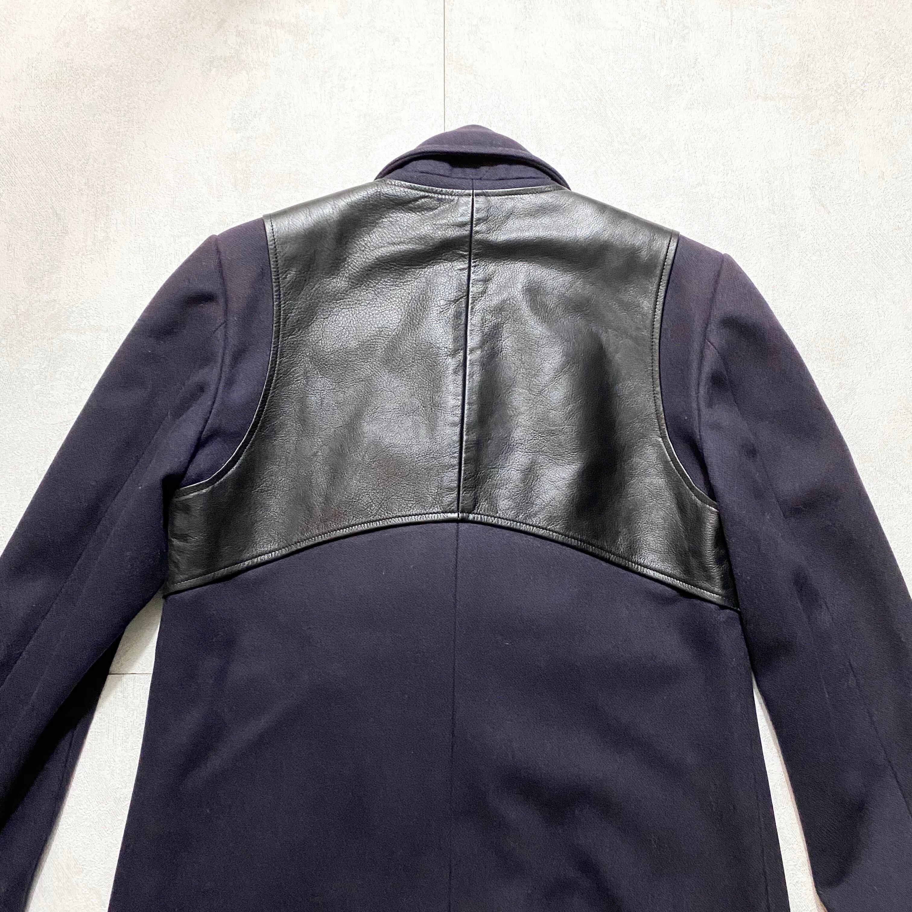 GIVENCHY by riccardo tisci leather switching wool coat | NOIR ONLINE  powered by BASE