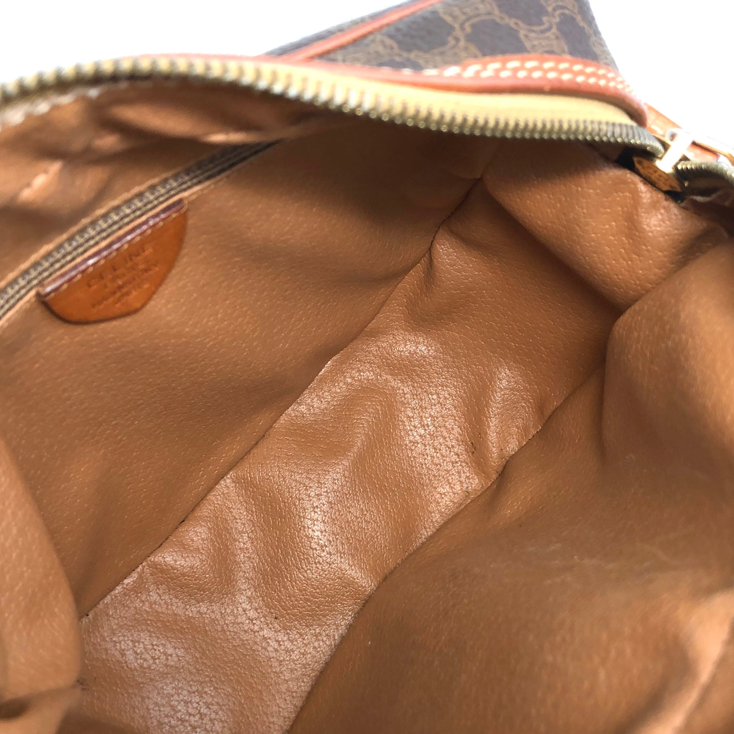 CELINE セリーヌ マカダム ショルダーバッグ ブラウン ガンチーニ PVC