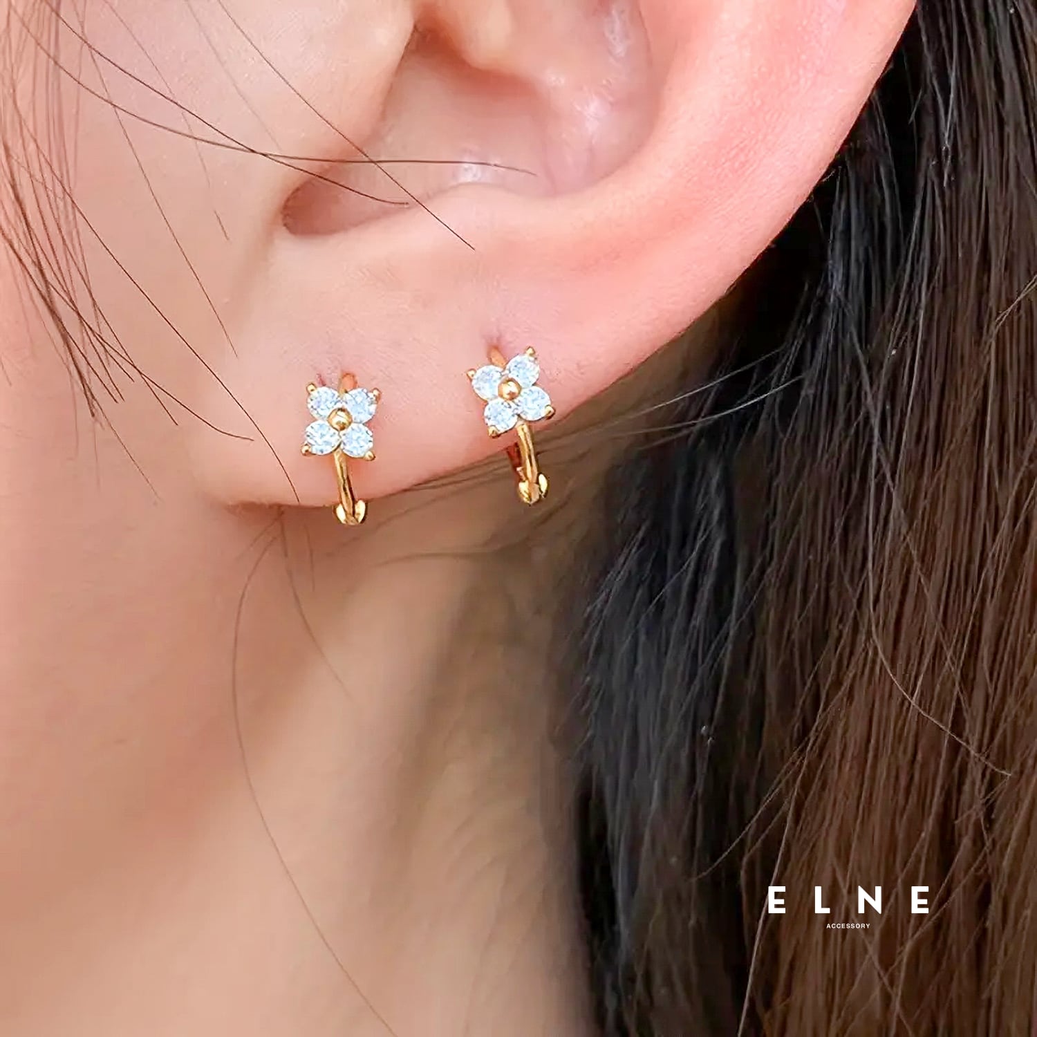 ミニフラワーフープピアス