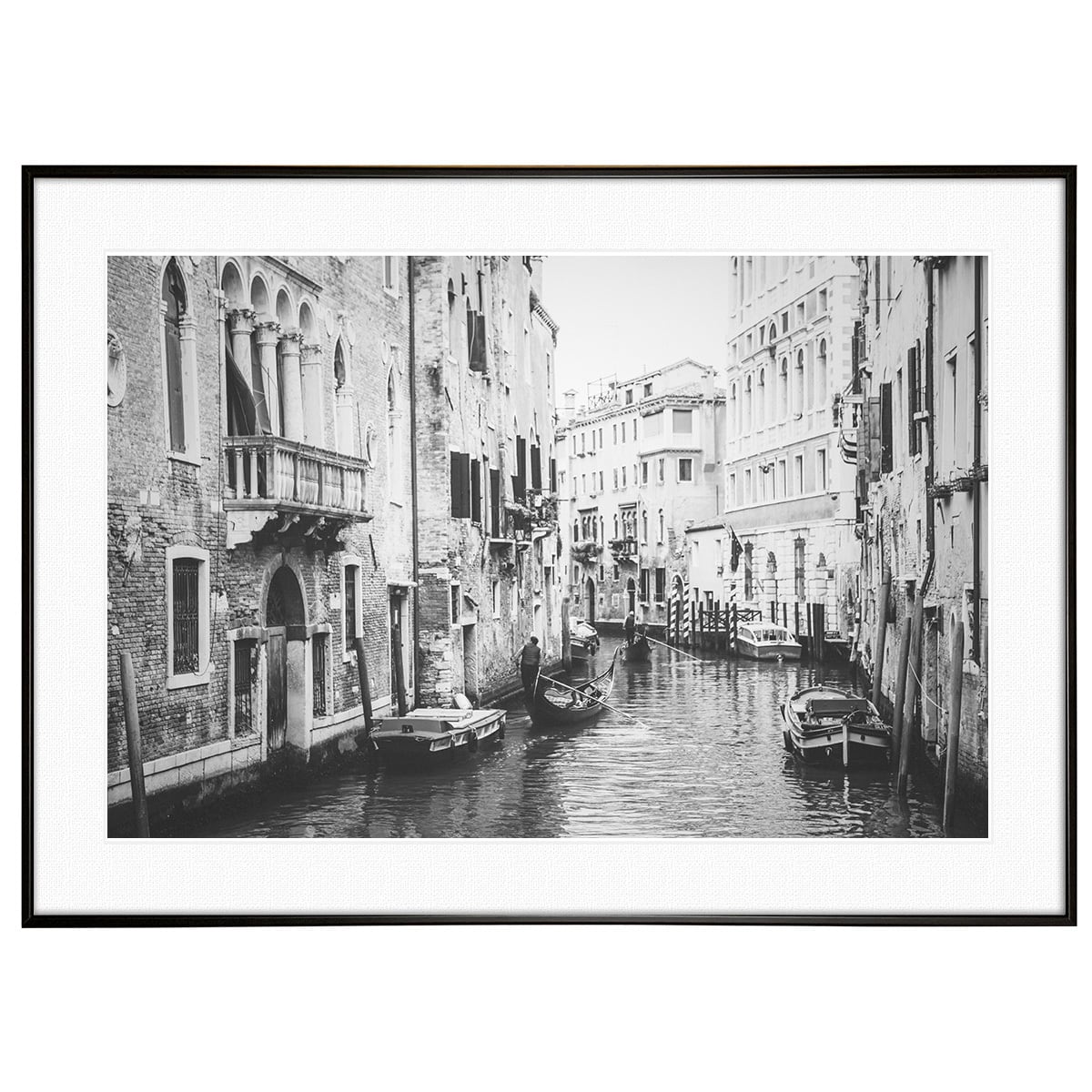 イタリア写真 ヴェネツィア運河 インテリア モノクロアートポスター額装 AS4220