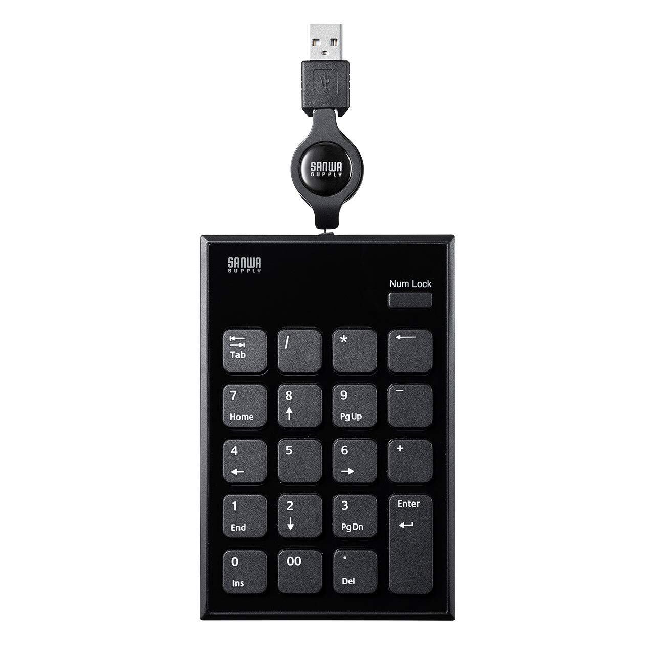 【人気】サンワサプライ 巻取りUSBテンキー NT-21UBK