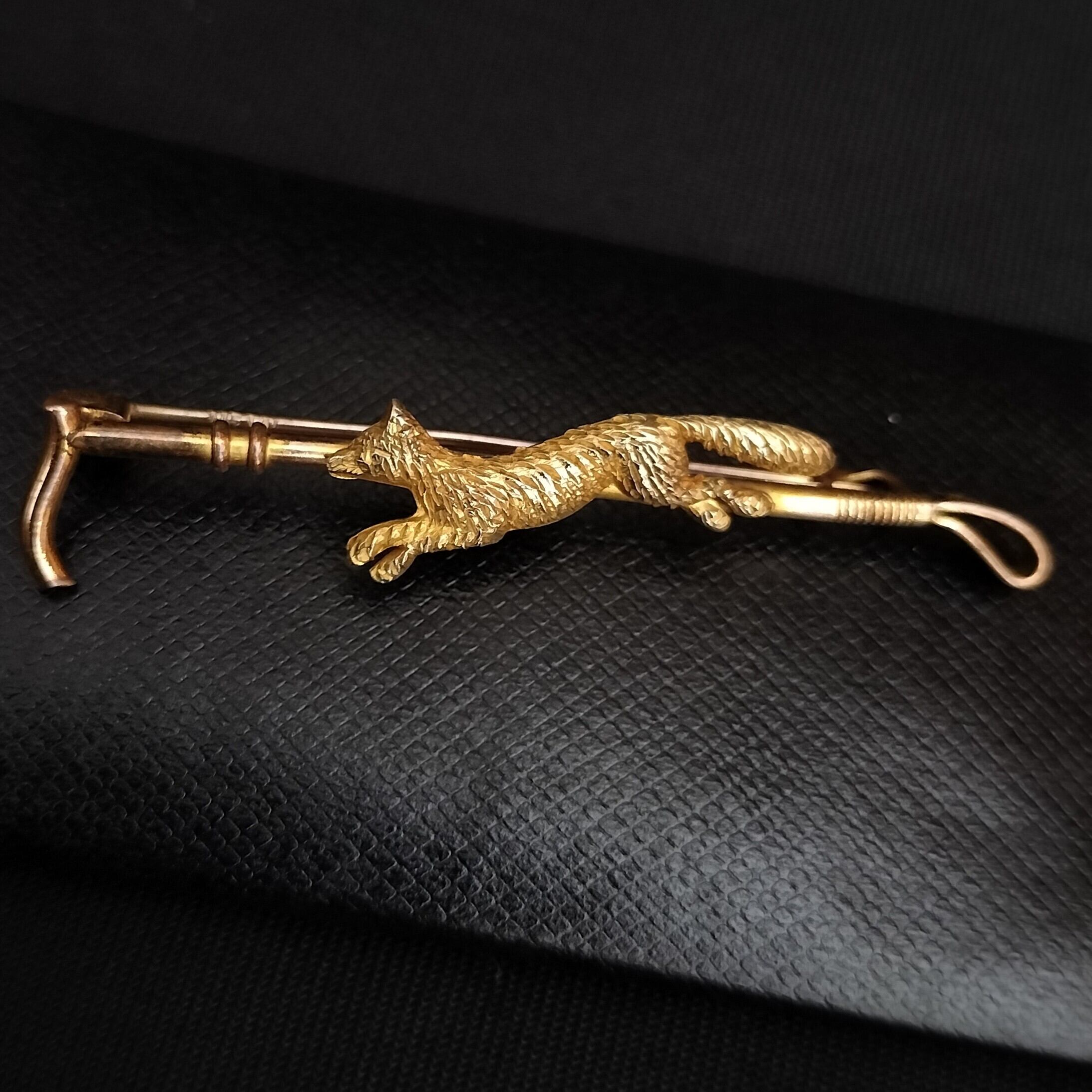 Edwardian Rolled Gold Fox Brooch UK | Antico