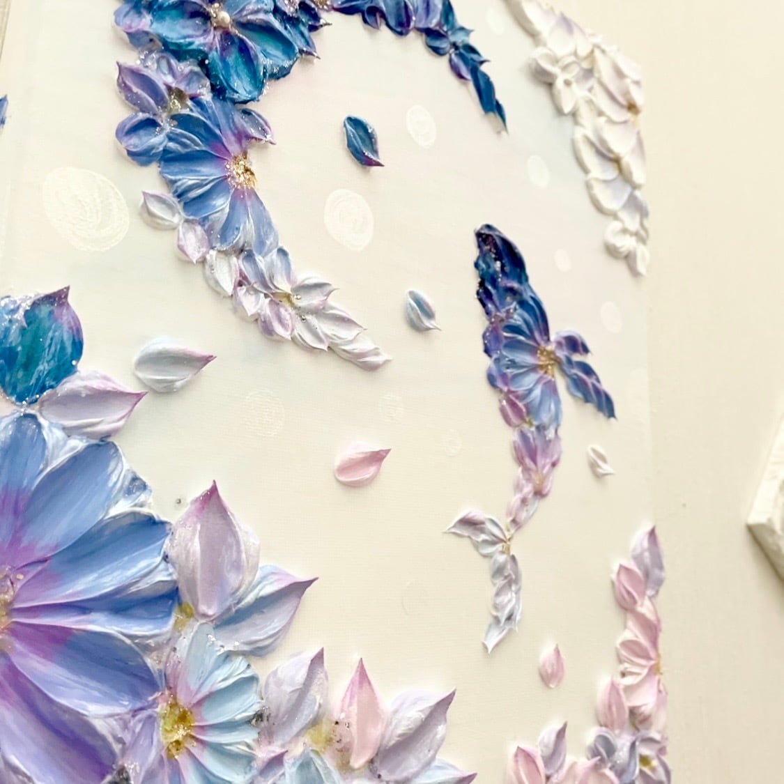 「花和の幸来」35×27㎝　玄関インテリア　テクスチャーアート　鯨の絵画 花和の幸来」35×27㎝ 玄関インテリア 花のテクスチャーアート 鯨の