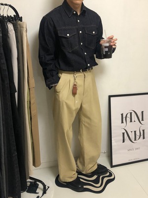 Double Twist Tuck Premium Cotton Pants（3color）