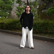 Leh(レー)GANKO別注×damage waffle L/S sweater コーディネート