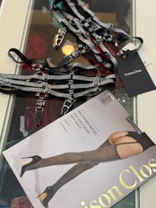ガーター用ストッキング　Lurex cut and curled sheer stockings 20D　　メゾンクローズ