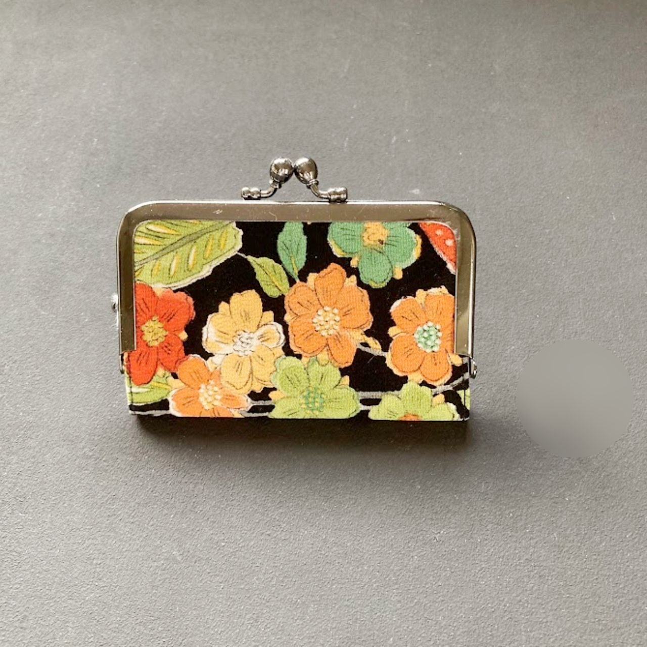 和がまぐち《名刺入れ・ひとえ》カードケース 着物地・BLACK×ORANGE