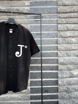COTTON JERSEY BLACK BASEBALL SHIRT  " J* "