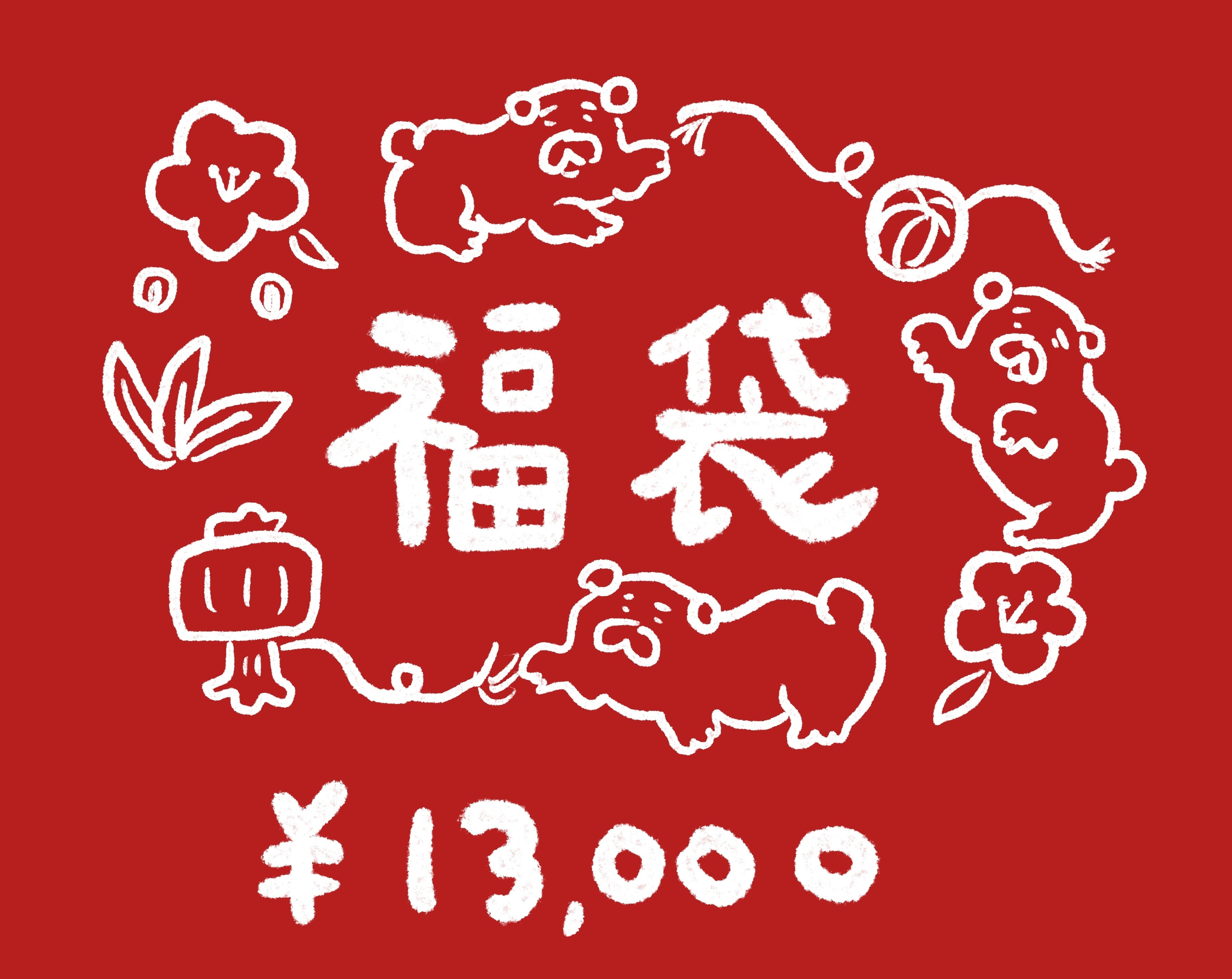 送料無料の福袋:13000(書き下ろしイラストサインミニ色紙つき)