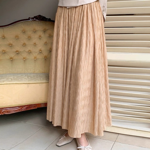 ウェーブプリーツロングスカート　W00244