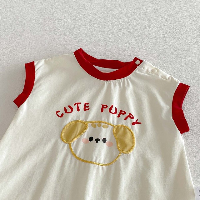 【BABY】キュートパピーノースリーブロンパース - 5