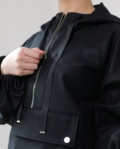 FOURAM - WOOL ANORAK HOODIE ：Black｜ウール／ワッシャー加工／マットフェイス