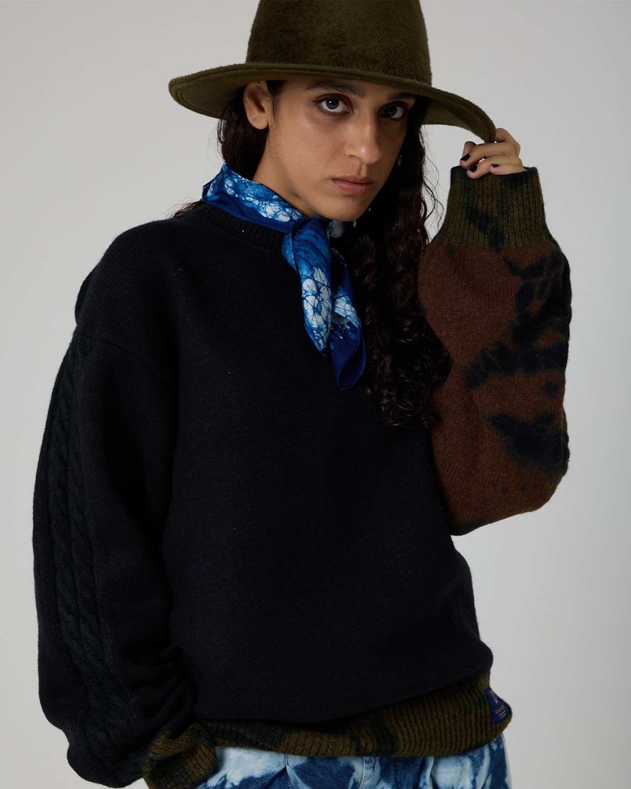 【数量限定販売】藍染めタイダイウールニット Maron