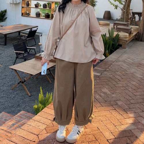2色／裾タックコーデュロイパンツ ・12579