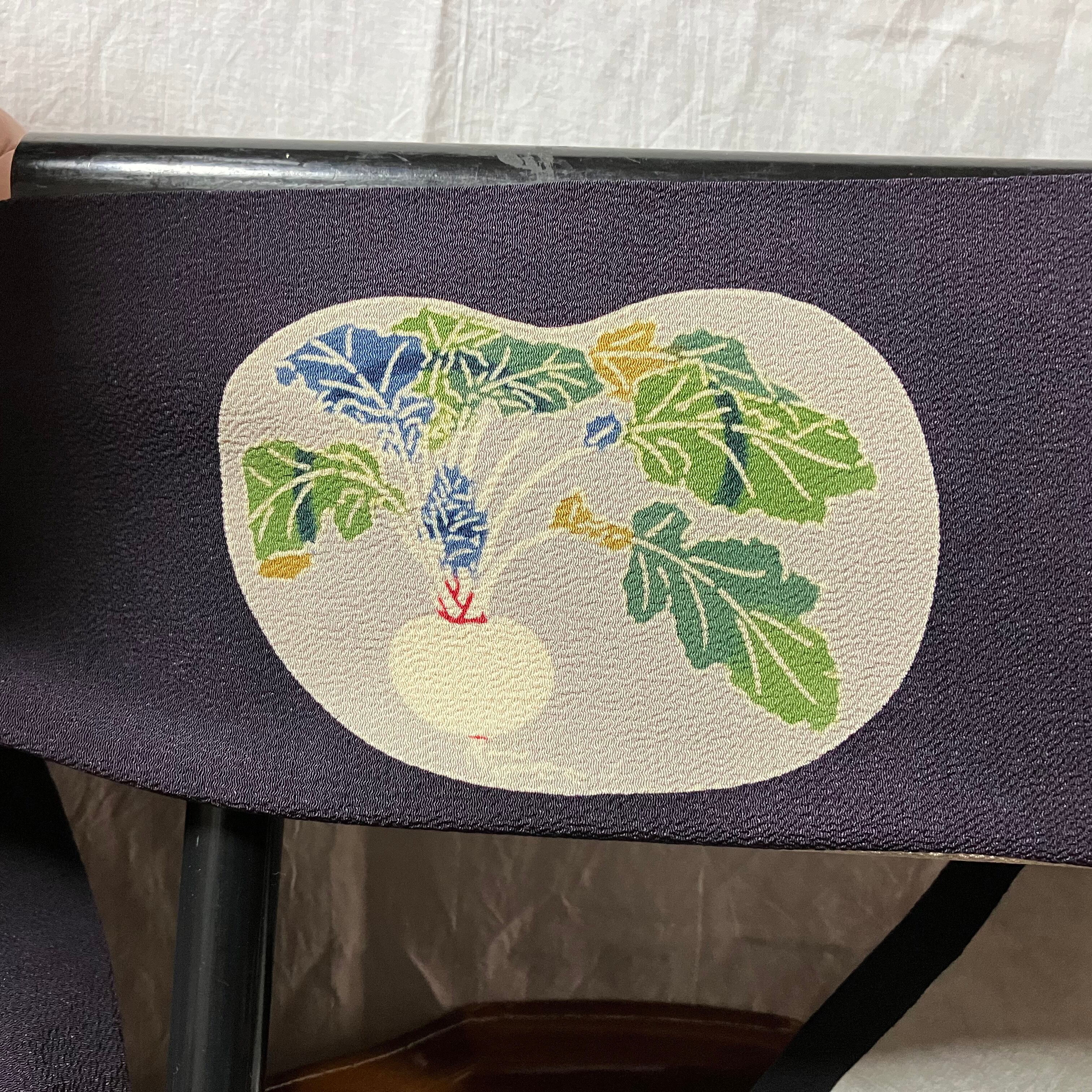 ちりめん染名古屋帯（鼠紫地かぶ）