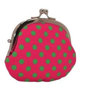 がま口 小銭入れ 丸型 コインケース (ドットピンク) レトロ22種類 財布 工房 手作り 日本製 エコパッケージ MX-0034-275