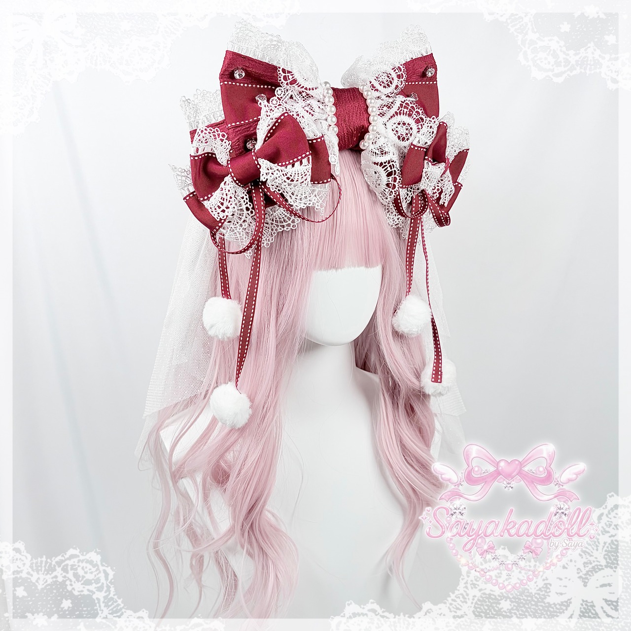 ♡【全4色】MAID 3way マシュマロリボンの夢色フリルレースリボンヘアクリップ white ♡