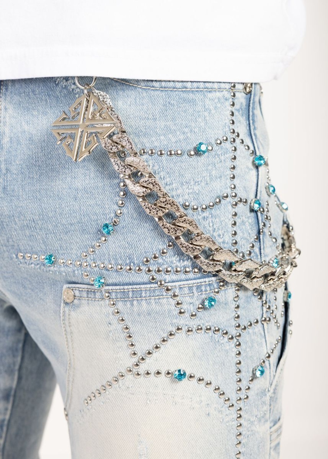 GUAPI / aqua blue spider denim