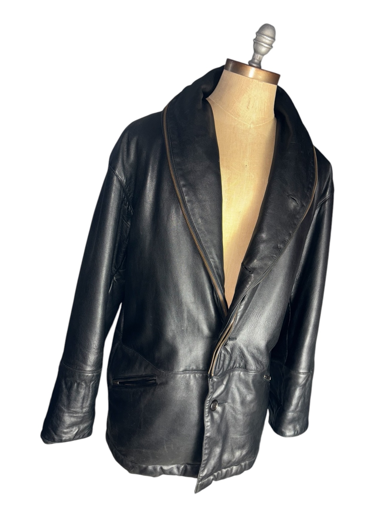 archive 1990’s ISSEY MIYAKE MEN zip design shawl collar leather coat