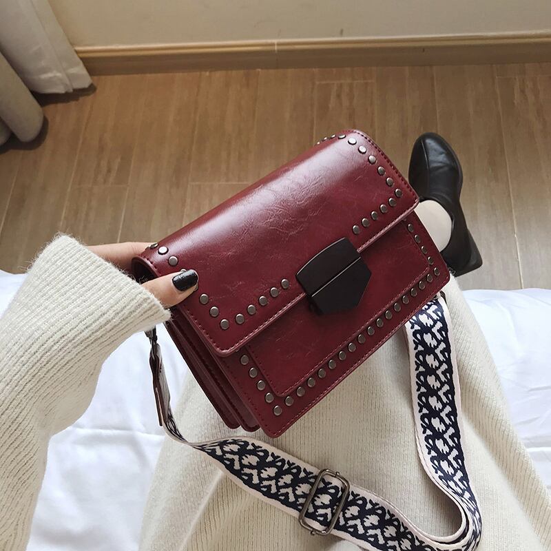 2019秋の新スモールバッグバージョンワイルドテクスチャレディースショルダーバッグメッセンジャーバッグファッションワイドショルダーストラップスモールスクエアバッグ Tiancai_Wing_Bag9736636