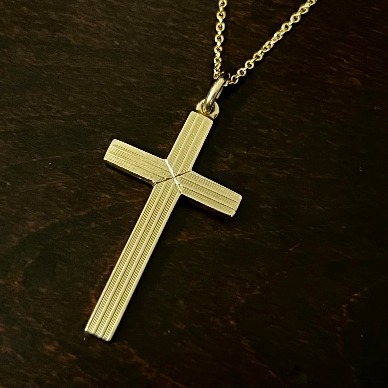 TIFFANY&Co. 14K ヴィンテージ キー ペンダント 箱付 VINTAGE TIFFANY & CO. 14K Gold Engine Turned Cross Pendant