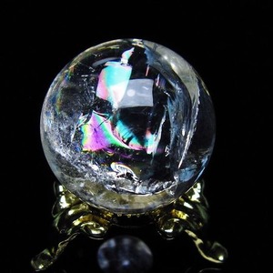 アイリスクォーツ 水晶 丸玉 虹入り 25mm スフィア 置物 水晶玉 一点物 141-6988